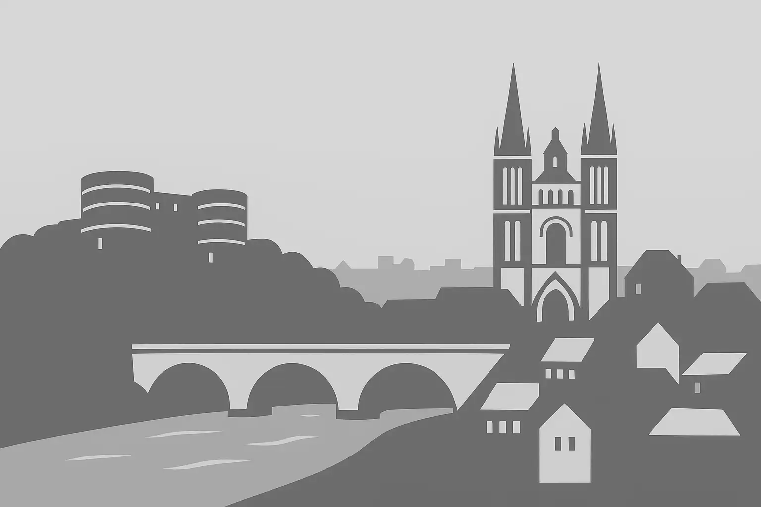 illustration en flat design d'Angers Fond en parallaxe représentant illustration en flat design d'Angers